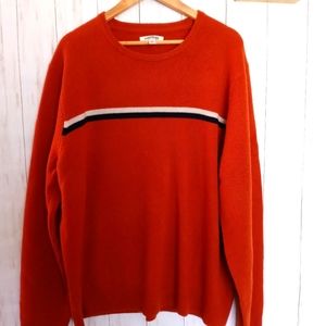 Sweater Good threads Men Lambswool Crewneck  Size XXL Rust Navy Chest Stripe new